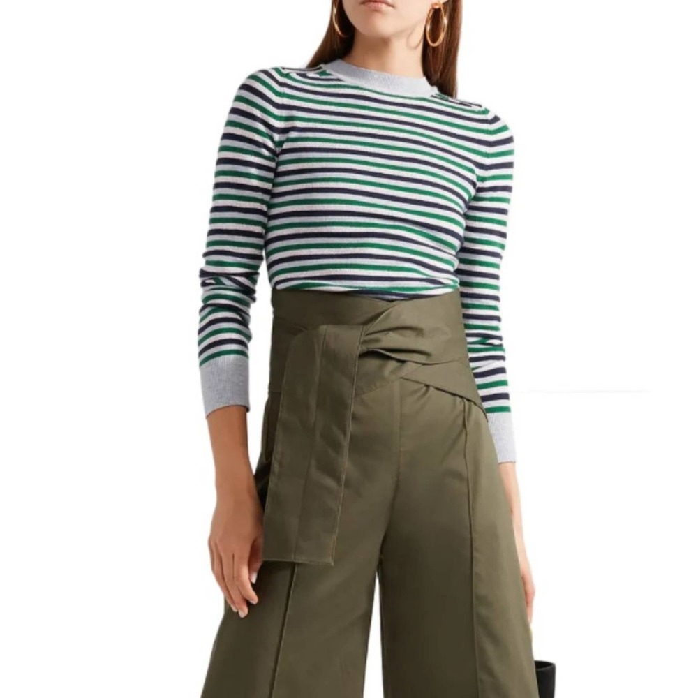 JoosTricot Metallic Striped Stretch-knit Sweater Long Sleeve Medium